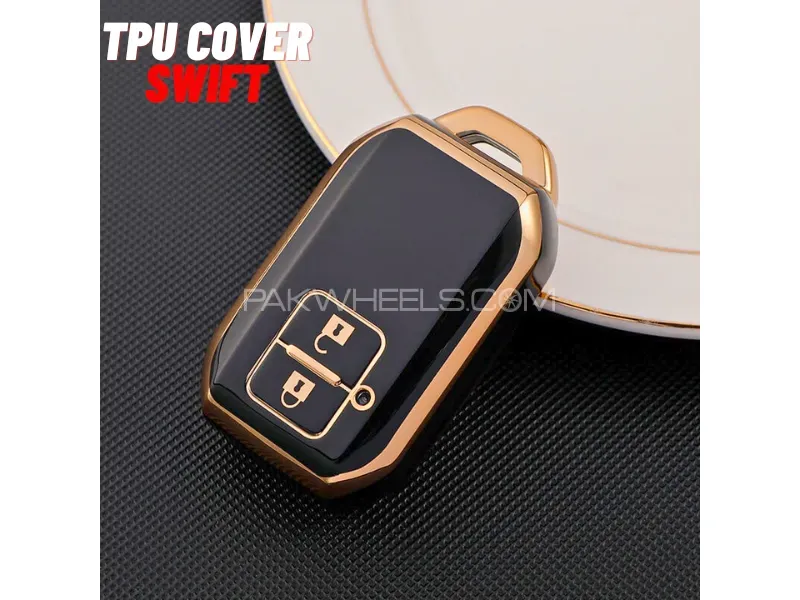 EXCLUSIVE GOLD-LINE  Suzuki Swift TPU Key Cover Black with Golden New Style Image-1