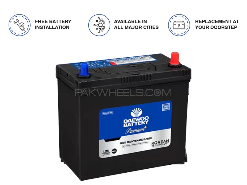 Daewoo Battery DL/R 60+ - 48 Ampere Car Battery Image-1