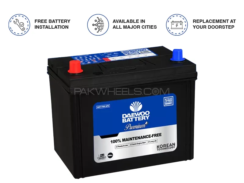 Daewoo Battery DLS/RS 105+ - 78 Ampere Car Battery Image-1