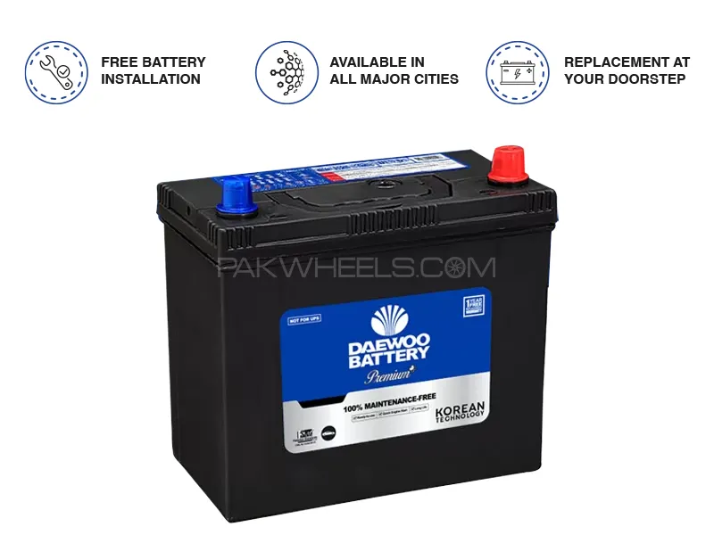 Daewoo Battery DLS/RS 65+ - 48 Ampere Car Battery  Image-1