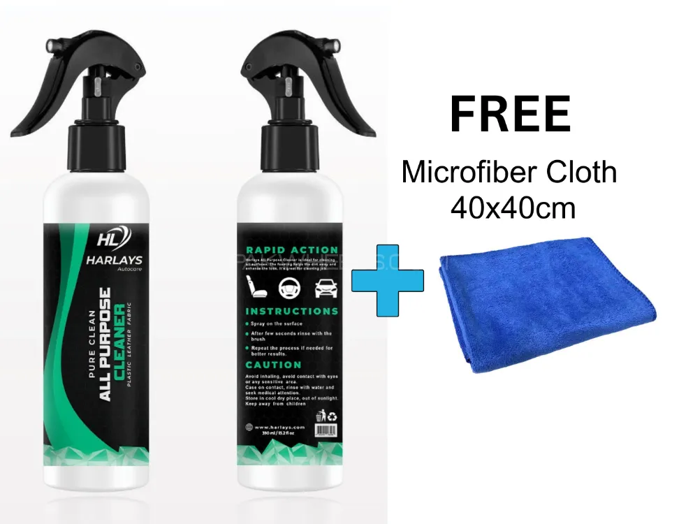 Harlays All Purpose Cleaner- 400 ml | Spray Bottle With Free Soft Microfiber Cloth 40x60cm  Image-1