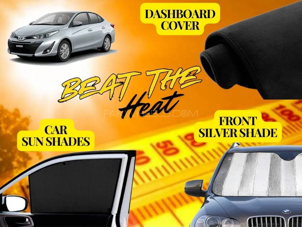 Toyota Yaris Summer Package | Dashboard Cover | Foldable Sun Shades | Front Silver Shade