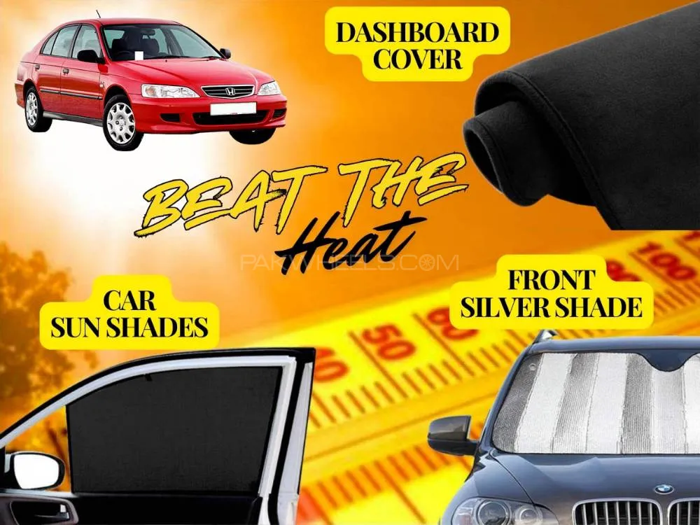 Honda City 1997 - 2002 Summer Package | Dashboard Cover | Foldable Sun Shades | Front Silver Shade
