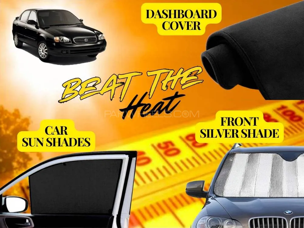 Suzuki Baleno Summer Package | Dashboard Cover | Foldable Sun Shades | Front Silver Shade