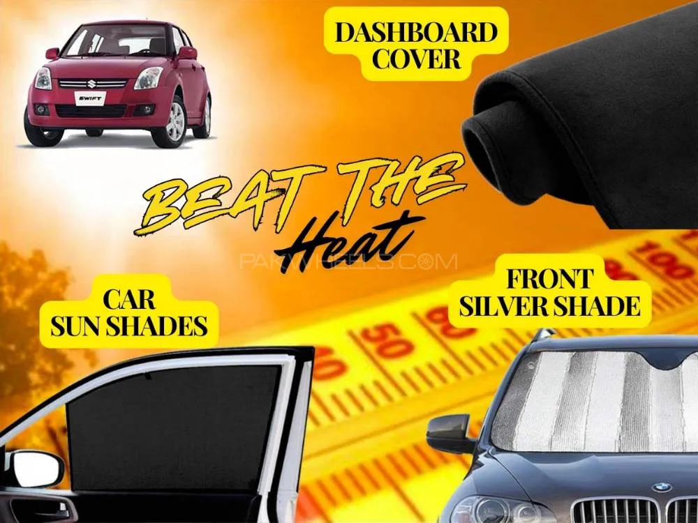 Suzuki Swift Old Summer Package | Dashboard Cover | Foldable Sun Shades | Front Silver Shade