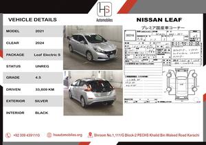 NISSAN LEAF FULLY ELECTRIC 
MODEL 2021
4.5 GRADE 
33K MILEAGE 
ALMOST 300 KM DRIVEN ON SINGLE CHARGE
FOR MORE DETAILS PLEASE CONTACT