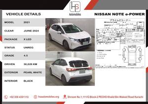 NISSAN NOTE X LED
2021 MODEL
4.5 GRADE 
36K MILEAGE 
PEARL WHITE 
VERIFIABLE AUCTION REPORT 
FOR MORE DETAILS PLEASE CONTACT