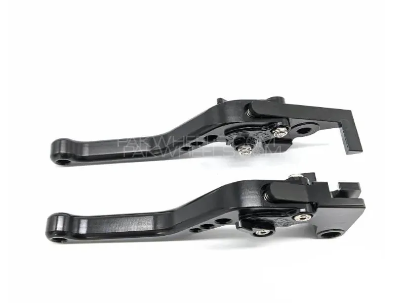 HJG 6 Position Adjustable Brake & Clutch Lever For Honda CG 125 2 Pcs Set (Black) Image-1