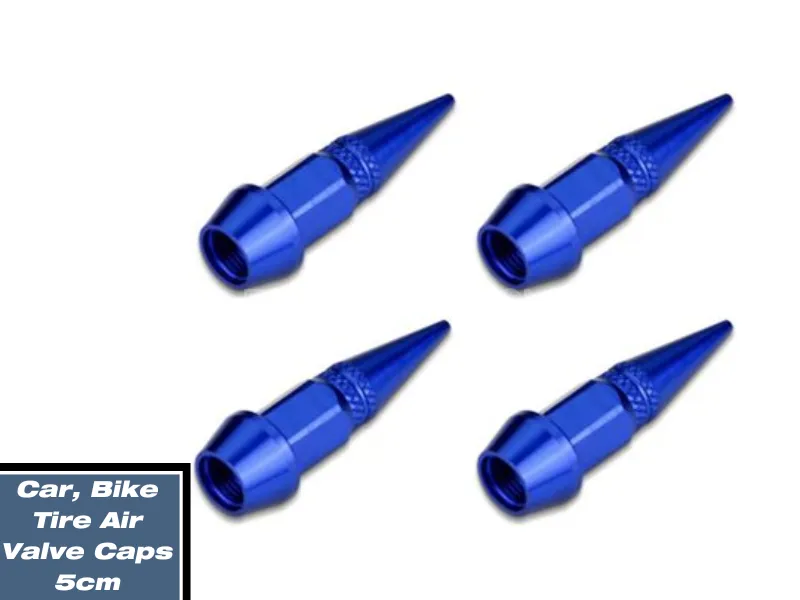 4PCS Blue Aluminum Tire Wheel Rims Stem Air Valve Caps | 5cm Tyre Cover Car, Truck, Bike Image-1
