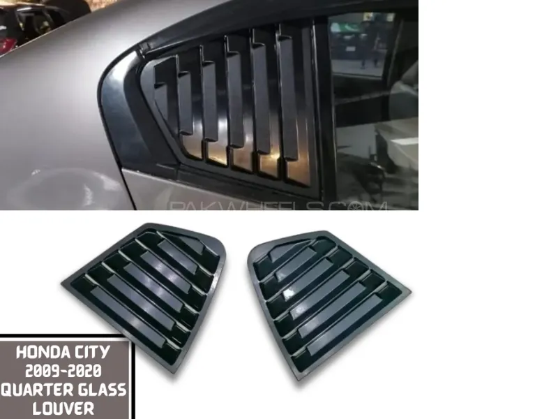 Honda City Quarter Glass Louvers in Premium Quality ABS Material Model 2009-2020 | Glossy Black Image-1