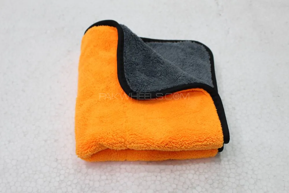 Maxima Super Plushed 850 gsm Microfiber Diamond 40X40 CM Orange  & Grey Top Quality Image-1