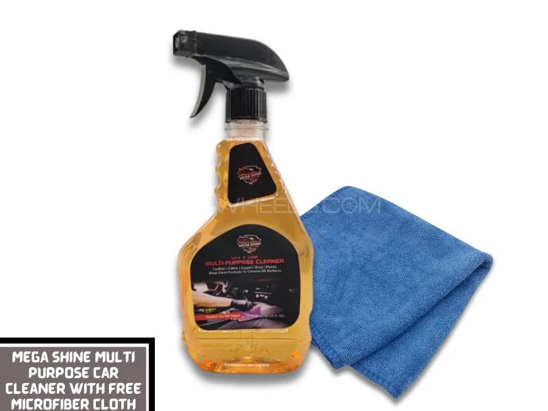 Pack of 2-Mega Shine Multi Purpose Car Cleaner with Free Microfiber Cloth | Car Care Foam Image-1