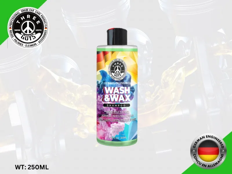 Wash & Wax Shampoo 250ML THREE GUYS (German Engineered) | Car Shampoo | Snow Foam Image-1