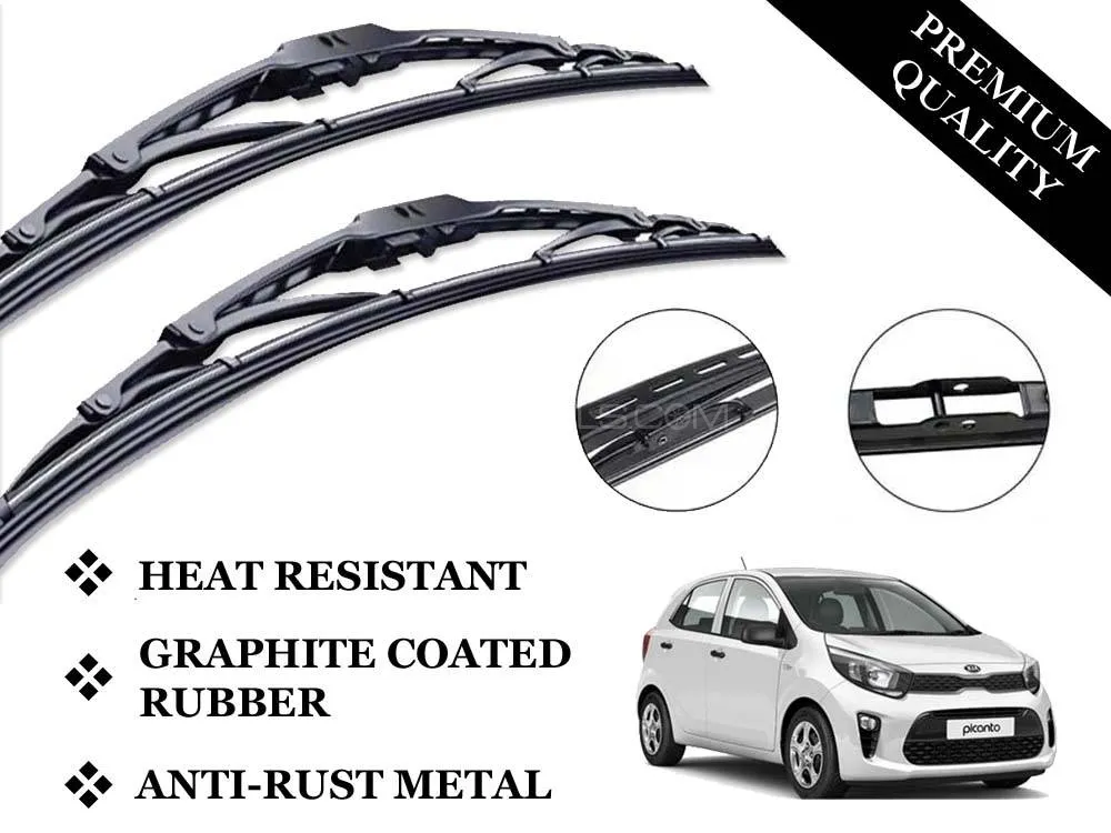 Kia Picanto Wiper Blades | Metal Type | Premium Quality | Anti-Rust | Graphite Coated Image-1
