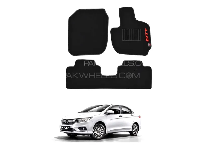 Honda City 2021-2024 Premium Carpet Floor Mats | Black Image-1
