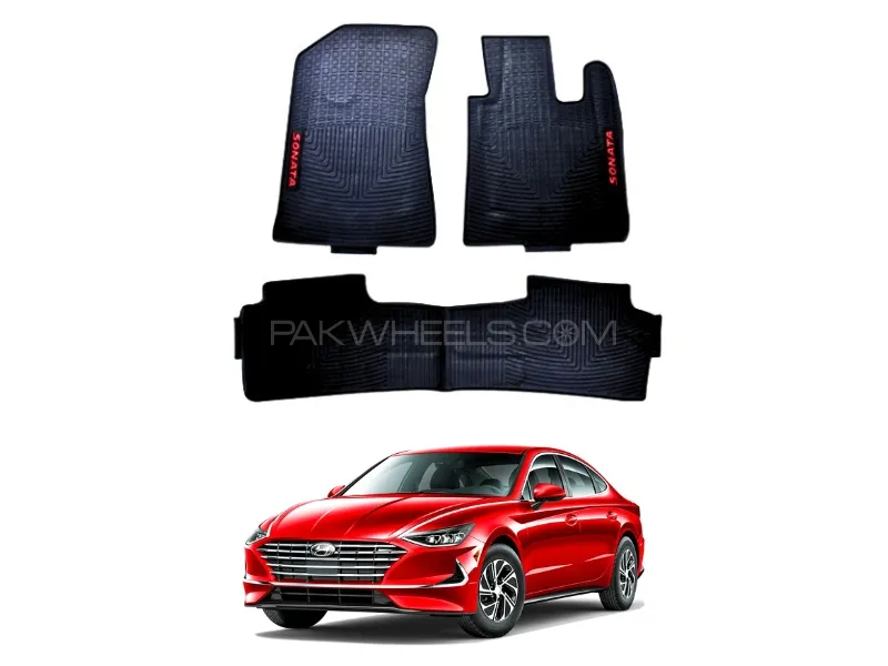 Hyundai Sonata Diamond Rubber Floor Mats | Black Image-1