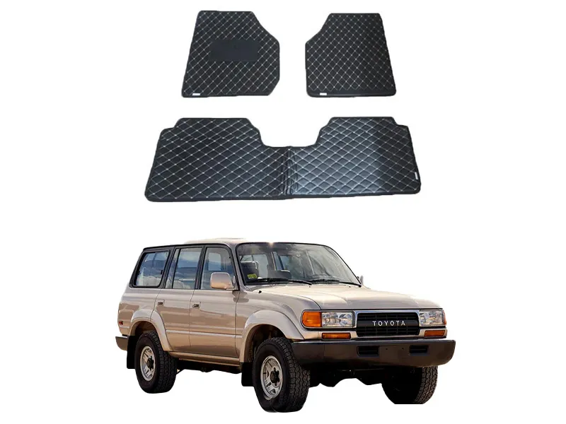 Toyota Land Cruiser 7D Floor Mat ( Flat Style ) 3PCS - Model 1990-1998 Image-1