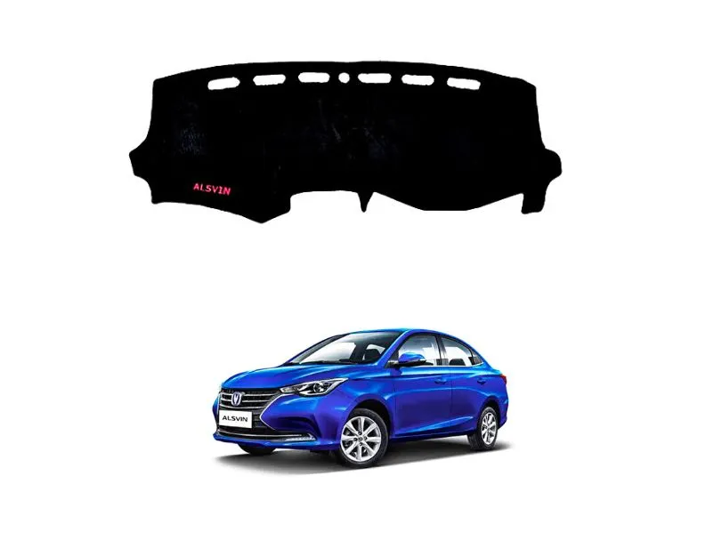 Changan Alsvin Imported Velvet Dashboard Mat Black Image-1