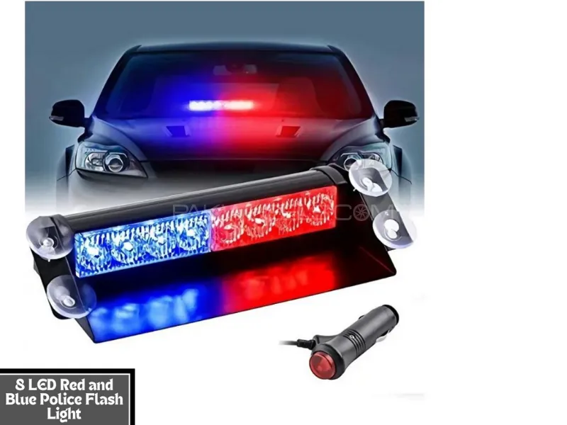New Car Styling 8 LED Red/Blue | Car LED Police Strobe Flash Light Dash Emergency | 3 Flashing Fog Image-1