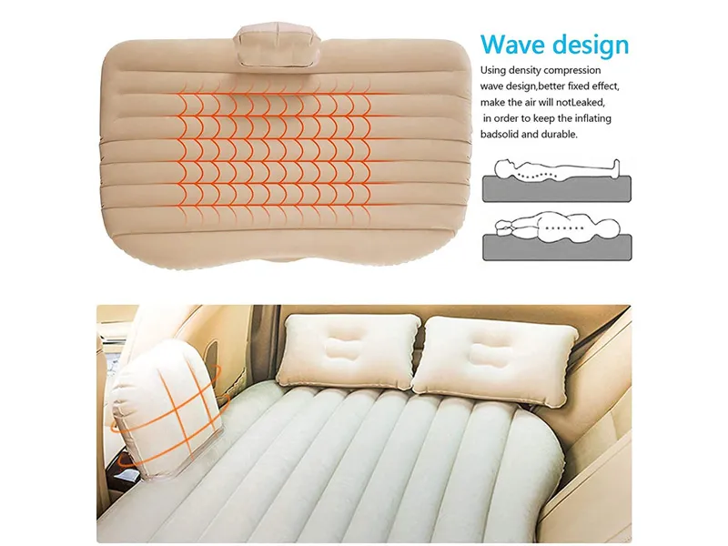 Universal Car Air Mattress Inflatable Bed In Car Outdoor Camping (Beige) Universal Car Air Mattress Inflatable Bed In Car Outdoor Camping (Beige) Image-2