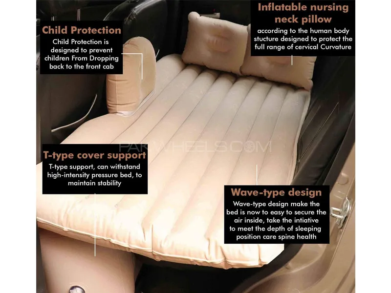 Universal Car Air Mattress Inflatable Bed In Car Outdoor Camping (Black) Universal Car Air Mattress Inflatable Bed In Car Outdoor Camping (Black) Image-5