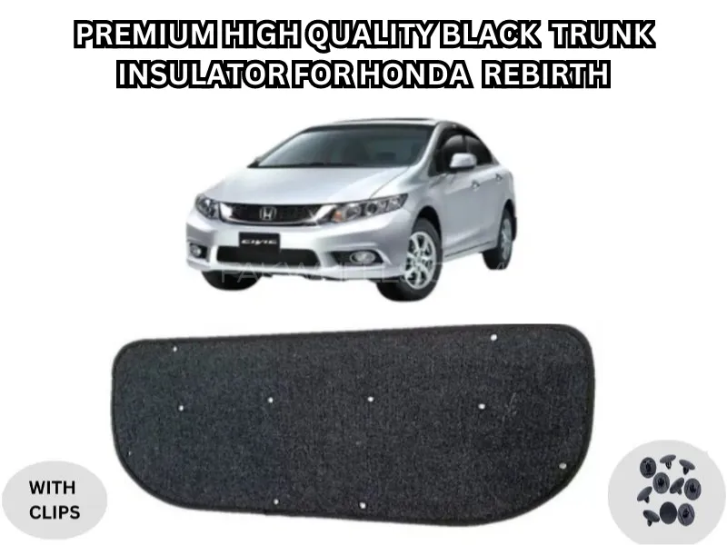 Premium High-Quality Black Trunk Insulator for Honda Rebirth with Clips: Image-1