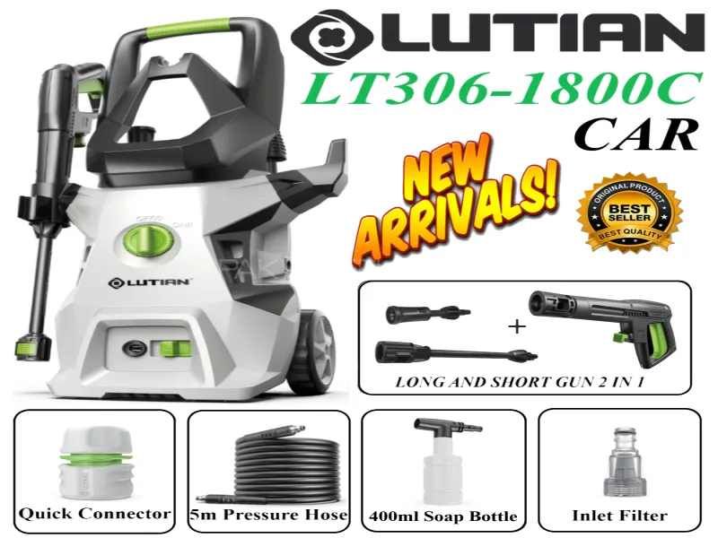 LUTIAN - LT306-1800C ( Car ) - High Car Pressure Washer 140 Bar 1800 Watts Self Priming Image-1