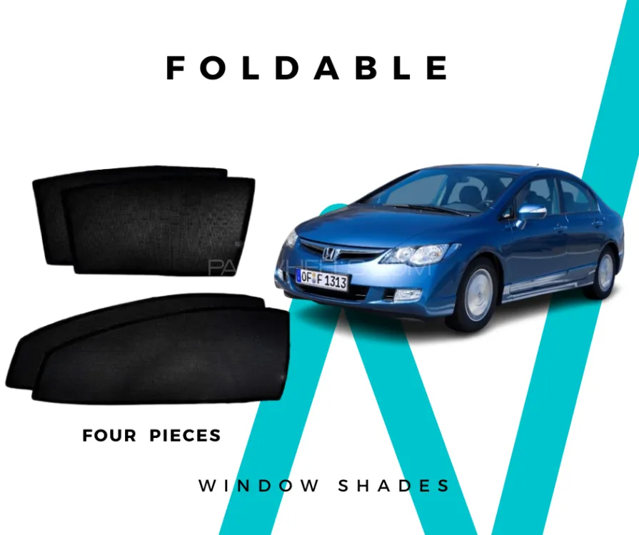 Honda Civic 2006-2012 Sun Shades - Window Shades - 4 Pcs - Black Image-1