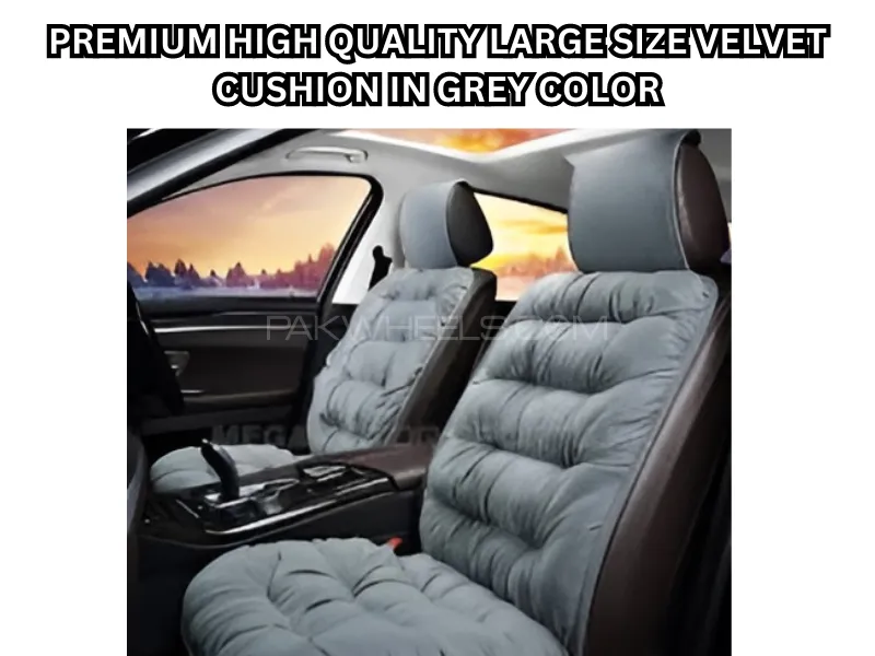 Premium High-Quality Large Size Velvet Seat Cushion – Grey Color (1 Piece) Image-1