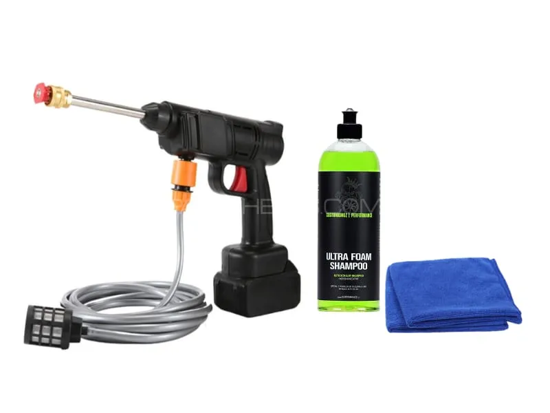 3 in1 Bundle| Wireless Pressure Washer Gun With Large Microfiber & Shampoo | Battery 48V & Charger Image-1