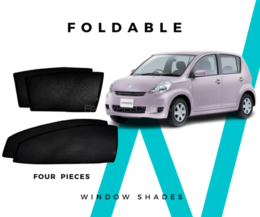 Toyota Passo 2005-2010 Sun Shades - Window Shades - 4 Pcs - Black Image-1