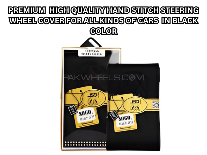 Premium High-Quality Handmade Unstitched Steering Wheel Cover - Black Image-1