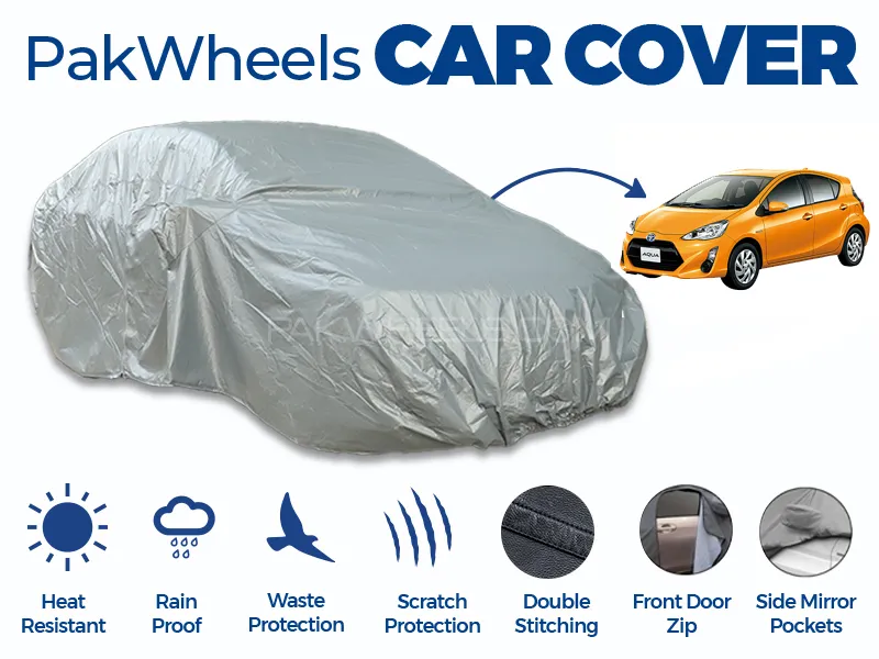 PakWheels Top Cover For Aqua Double Stitched PVC Cotton Image-1