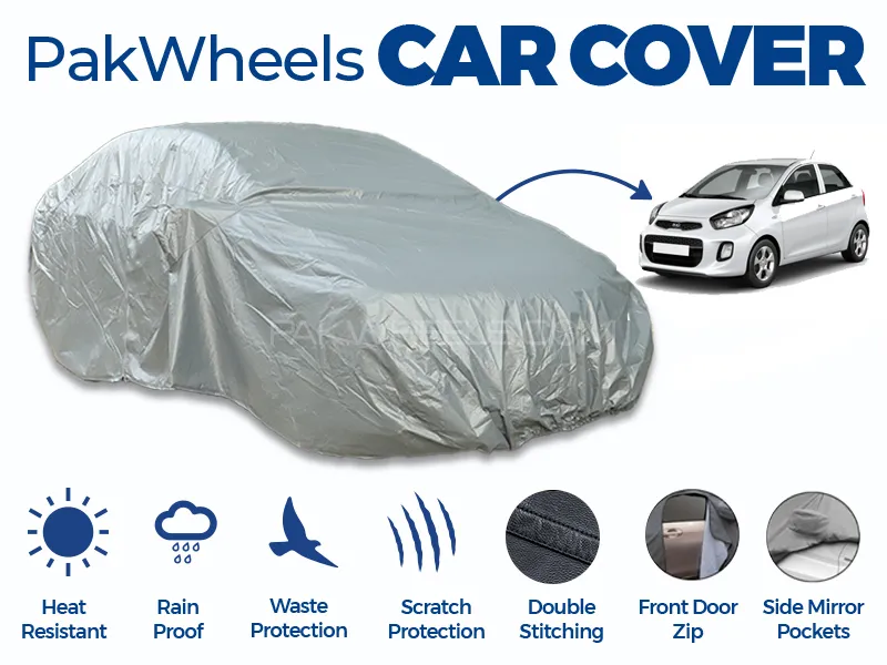 PakWheels Top Cover For KIA Picanto Double Stitched PVC Cotton Image-1