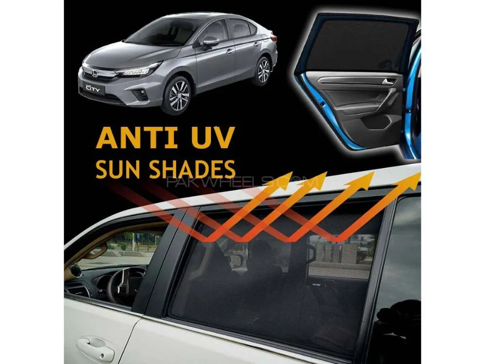 Honda City 2022 - 2024 Sun Shades | Anti UV Special Shades | Foldable | Jersy Fabric | Pack In Bag Image-1