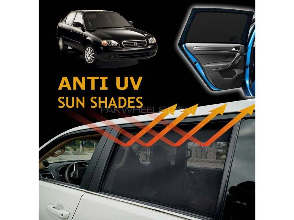 Suzuki Baleno 1988-2005 Sun Shades | Anti UV Special Shades | Foldable | Jersy Fabric | Pack In Bag Image-1