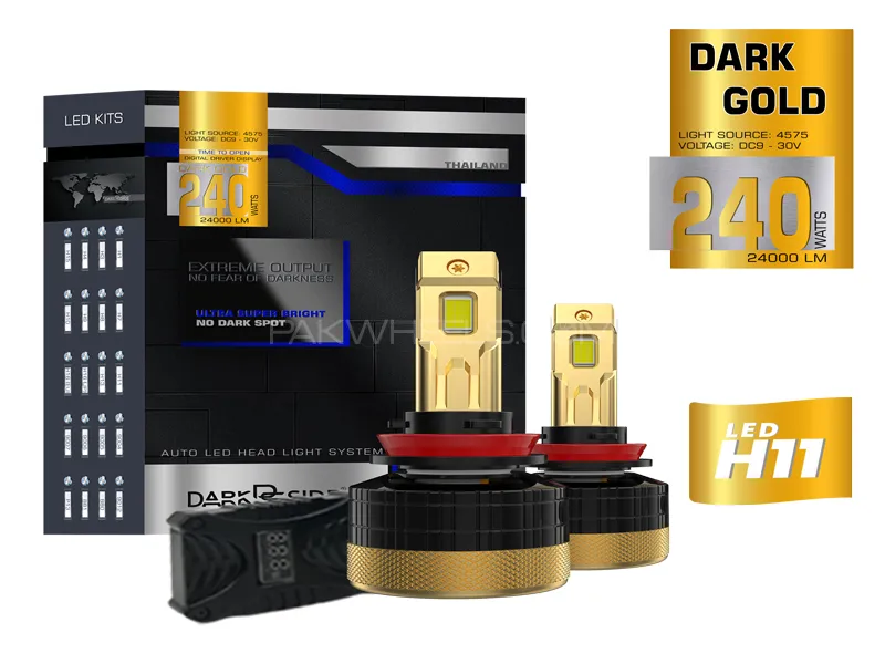 Dark Side Dark Gold LED Headlights Bulb For Toyota Corolla 2002-2013 - H11 Image-1