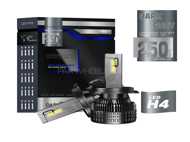 Dark Side Dark Grey LED Headlights Bulb For Toyota Corolla 1988-2001 - H4 Image-1