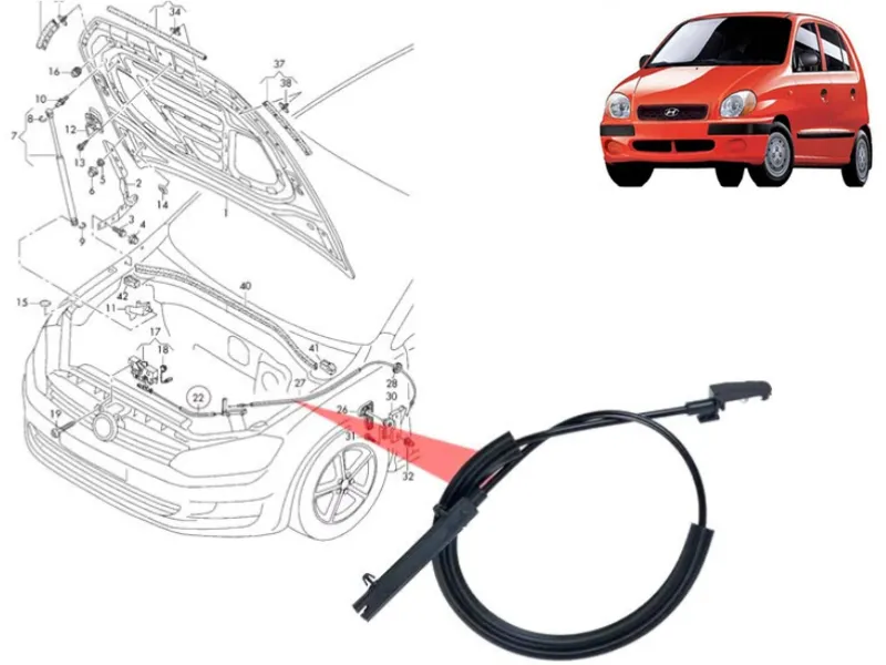 Hyundai Santro Bonnet Cable Image-1