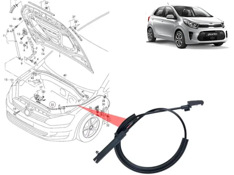 Kia Picanto Bonet Opener Cable Image-1