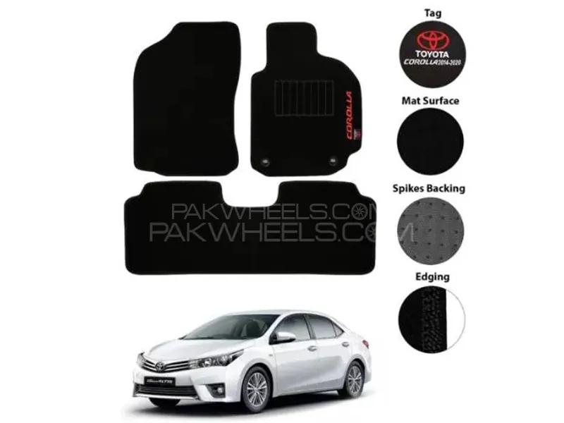 Toyota Corolla 2015-2023 Luxury Carpet Floor Mat - Black - Oem Fitting - 3 Pcs Image-1
