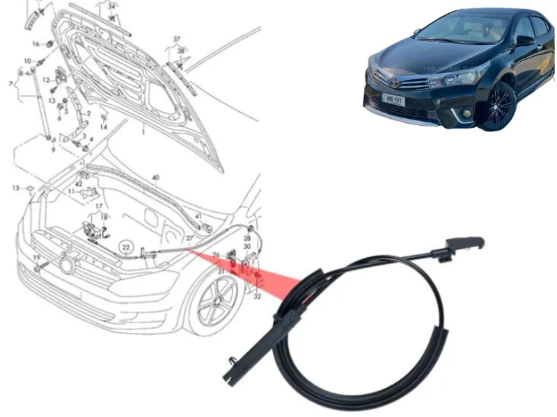 Toyota Corolla Xli  2014-2020 Bonet Opener Cable  Image-1