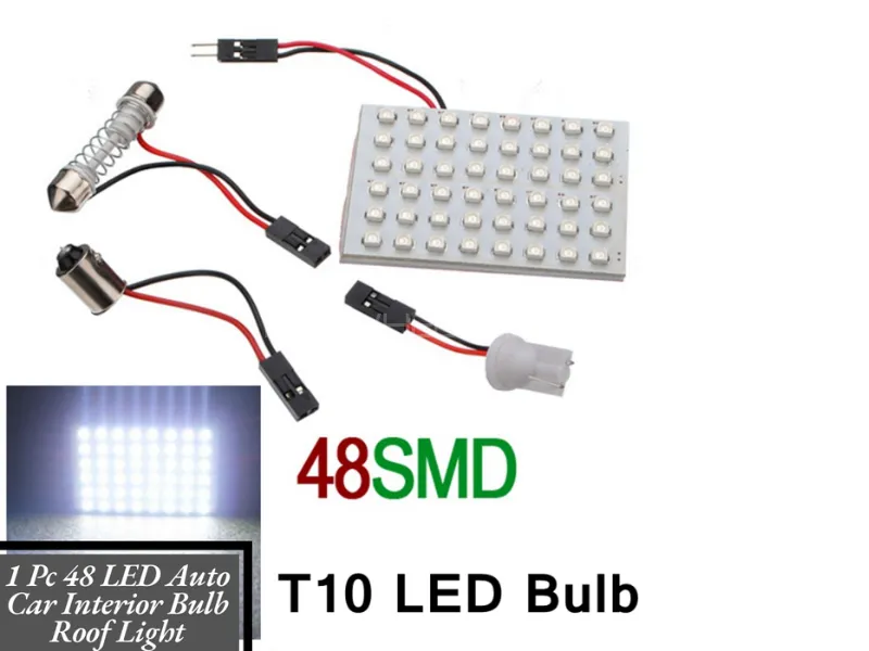 1 Pc 48 LED Auto Car Interior Bulb Roof Light | Dome Lamp Auto Reading Lights Bulb 12V Image-1