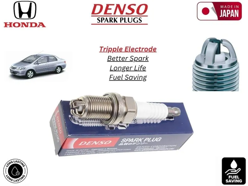 Honda City 2005-2008 Denso Spark Plug | 8 Pcs | Made in Japan | Tripple Electrode Image-1