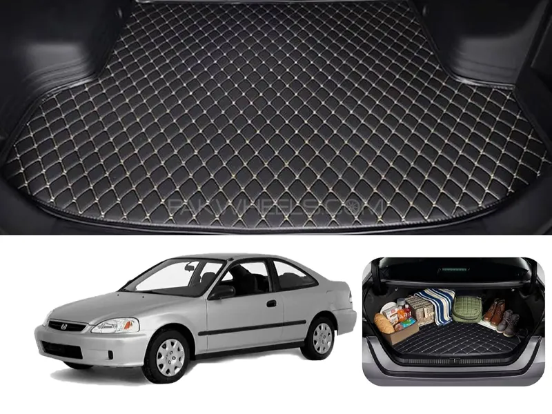 Honda Civic 7D Custom Car Trunk Mat - Model 1999-2001 Civic Best Trunk mat | CIvic Trunk Mat | Civic Image-1
