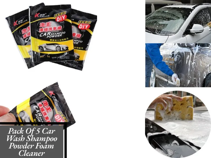 Pack Of 5 Car Wash Shampoo Powder Foam Cleaner | Car Washing Decontamination Concentrated Powder Image-1