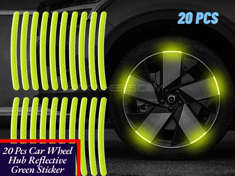 20pcs Car Wheel Hub Reflective Green Sticker Tire Rim Reflective Strips Luminous for Night Driving Image-1
