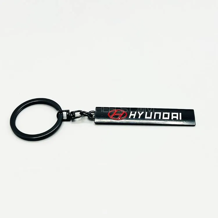 Hyundai Logo Car Metal Keychain - Black Image-1