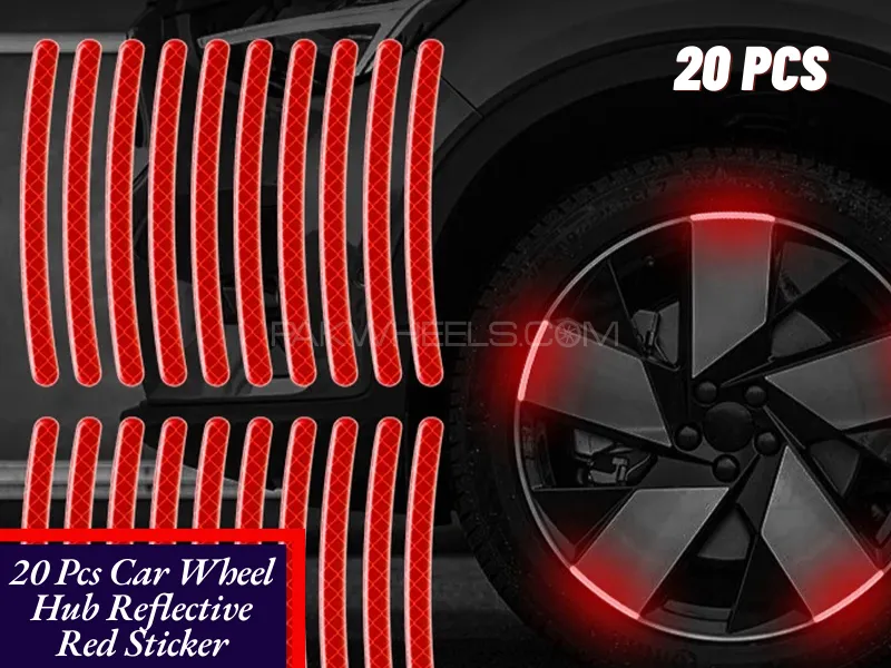 20pcs Car Wheel Hub Reflective Red Sticker Tire Rim Reflective Strips Luminous for Night Driving Image-1