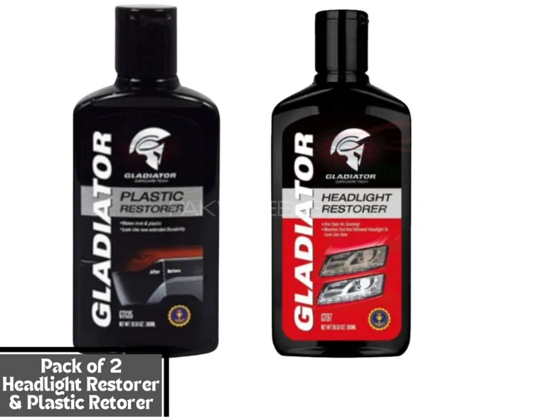 Pack of 2 Gladiator Headlight Restorer - 300 ML & Gladiator Plastic Restorer - 300 ML Image-1
